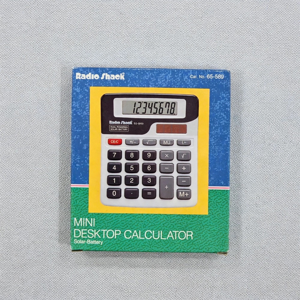 Vintage RadioShack Mini Desktop Calculator Dual Power Solar Cat No 65-589